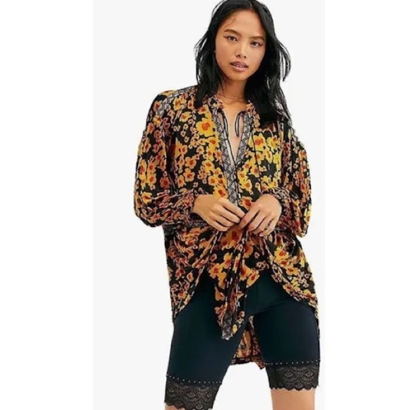 Free People Women's Love Letter Floral Print Tunic Black Size XS - Picture 5 of 17
